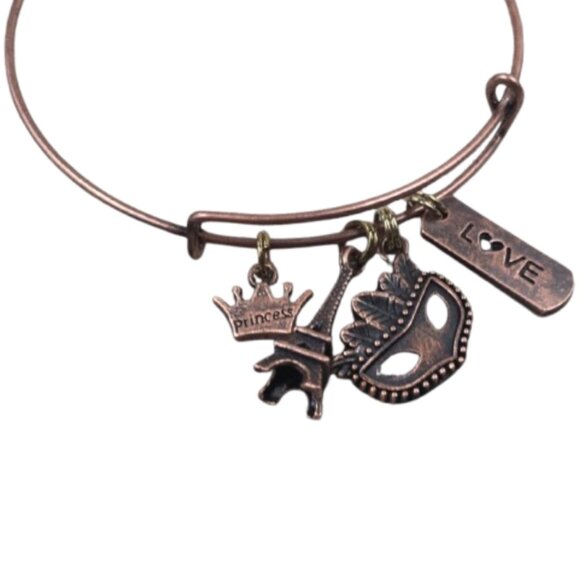 HAND-CRAFTED Copper Wire Expandable Adjustable Charm Bangle Bracelet - Picture 9 of 9